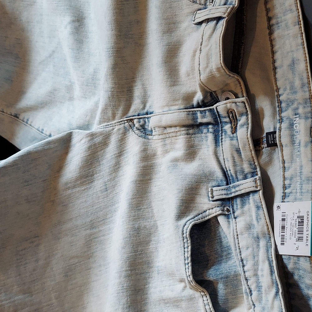 PRODUCT Inc International Concepts Acid-Wash Mid-Rise Straight-Leg Jeans, Crea - Picture 2 of 4